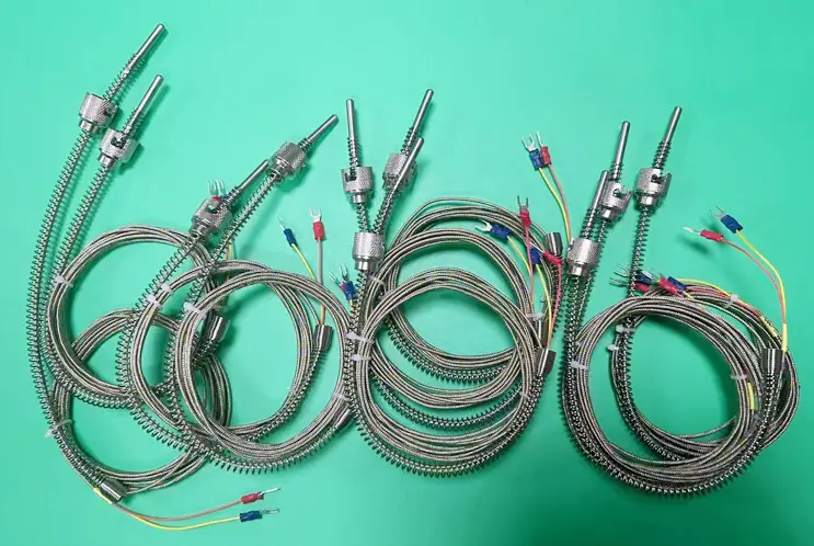 J Type Temperature Sensor Bayonet Thermocouple — K J E PT100 type compression spring bayonet rtd thermocouple temperature sensors 1