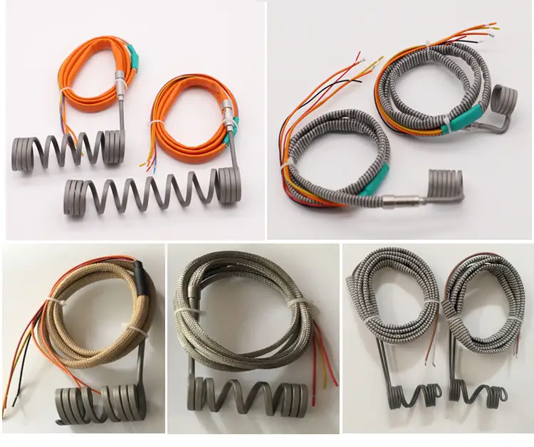 Straight Coil Heater — 220v industrial stainless steel air resistance spring electrical hot runner heater coil with thermocouple 7