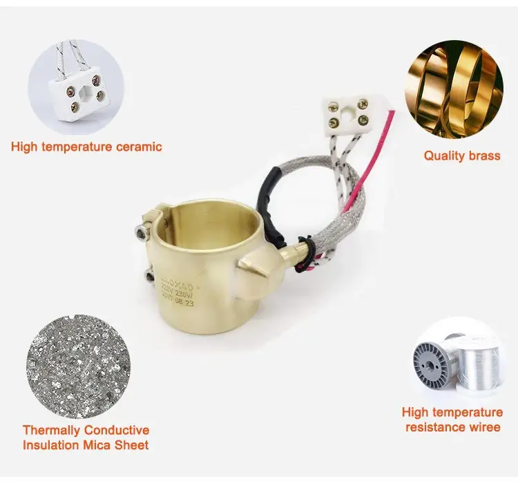 Injected Mould Heating Element Extruder Nozzle Brass Band Heater — product detail 3