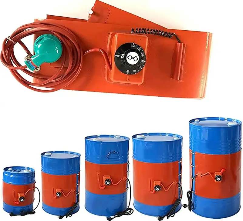 55 Gallon 200 Litre Oil Electric Flexible Silicone Drum Heater — industrial 220v 3000w flexible 55 gallon 200 liter oil drum heater band silicone belt heater 4