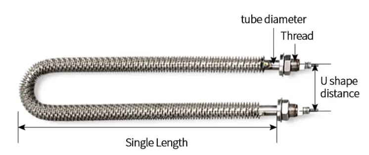 Fin Heater 750W — 380v u shaped 1kw 1.5kw 2kw stainless steel electric tubular air finned oven heating element 2