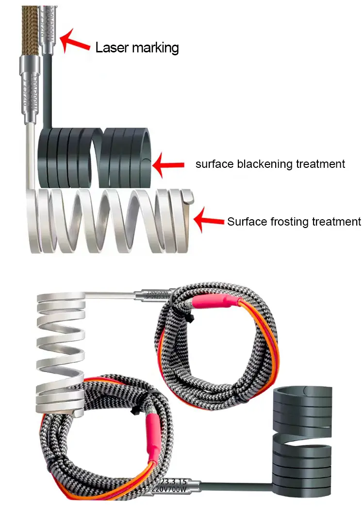 Straight Coil Heater — 220v industrial stainless steel air resistance spring electrical hot runner heater coil with thermocouple 5