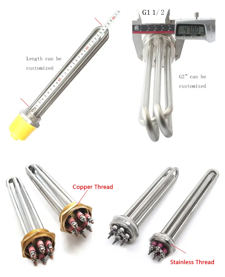 immersion heater boiler — 3kw/6kw/9kw/12kw/15kw Electric Industrial tubular immersion water heater for Liquid heating element 4