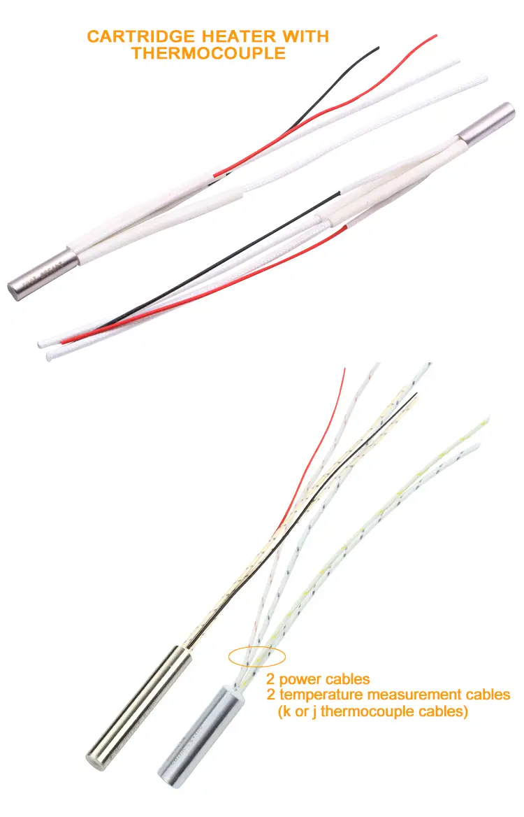 Four Wires Cartridge Heater — high quality 100w 110v 220v 230v Industrial electric pencil cartridge heater rod resistance with ground wire 4