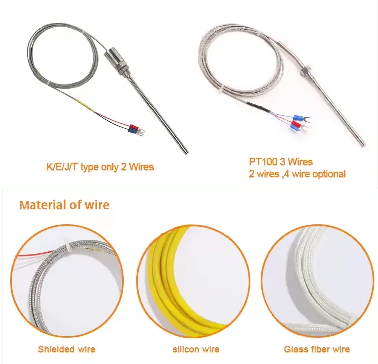 Rtd Thermocouple pt100 Temperature Sensor — oem stainless steel probe mineral insulated thermocouple k type threaded temperature sensor 5