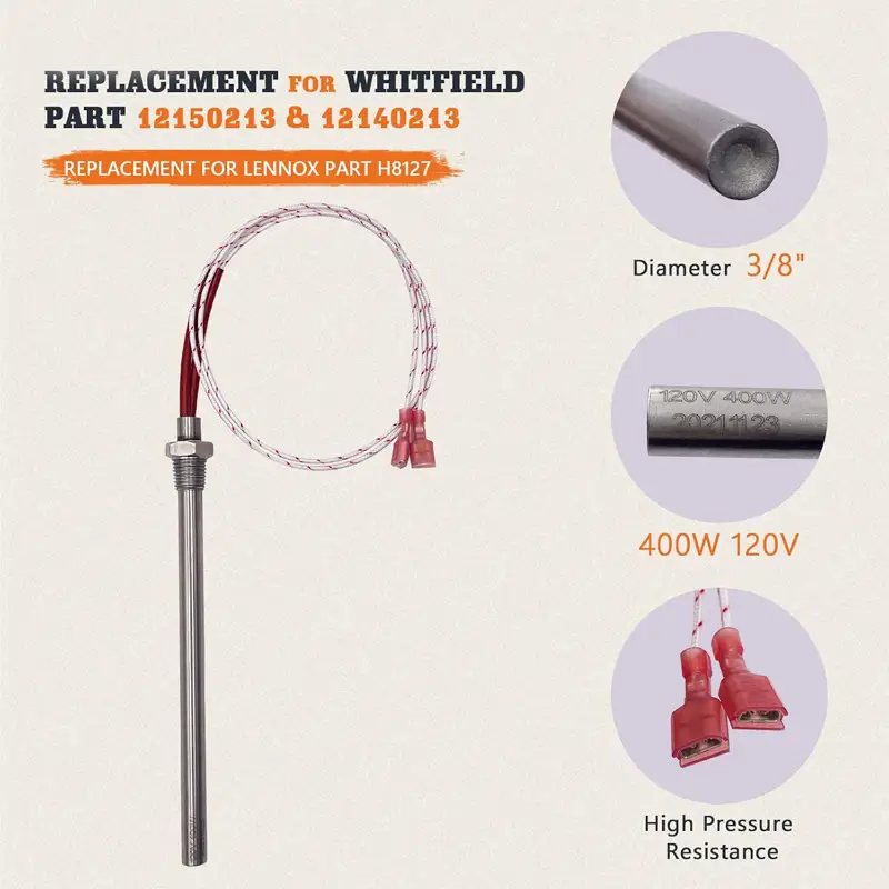 Pellet Grill Igniter For Lennox Stove — H8127 12150213 XP3500 400 Watts 120V AC Pellet Stove Threaded Ignitor Hot Rod for Whitfield & Lennox 1