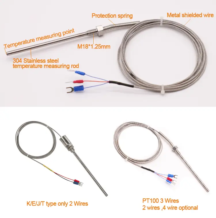 Screw Pt100 Rtd Temperature Sensor — 3 Wire Industrial Platinum High Temperature Sensor Thermocouple Pt100 Resistance Thermometer 6