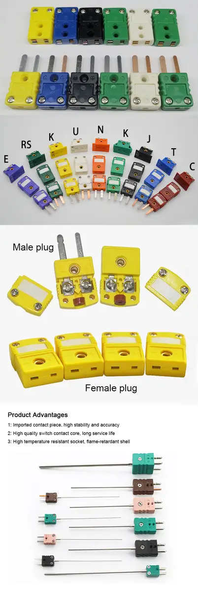 Thermo Couple Connector — industrial mi E T J K type male female plug temperature thermocouple connector 1