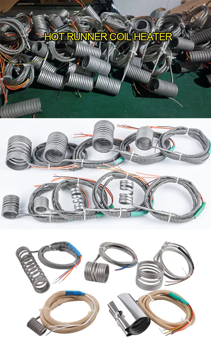 Straight Coil Heater — 220v industrial stainless steel air resistance spring electrical hot runner heater coil with thermocouple 3