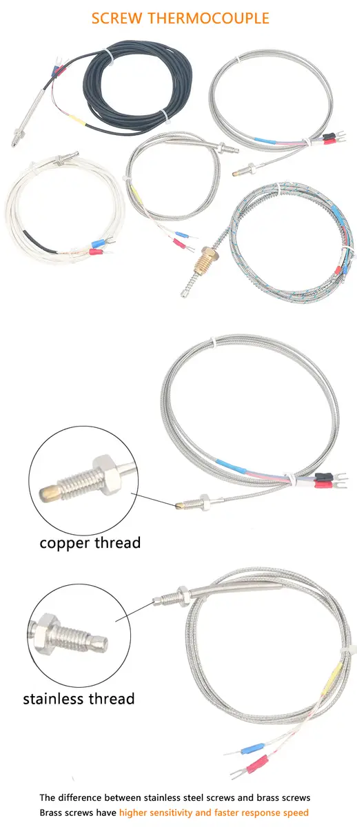 Thermo Couple Type M6 — OEM ODM industrial M8 rtd E J K type high temperature sensor thermocouple m6 screw 1